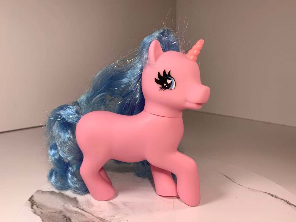 My Little Pony pink With Mushroom Cutie Mark Blue Sparkling Hair